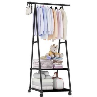 ￼Simple Triangle Coat Rack Stainless Steel Mobile Removable Clothing Hanging Storage Rack