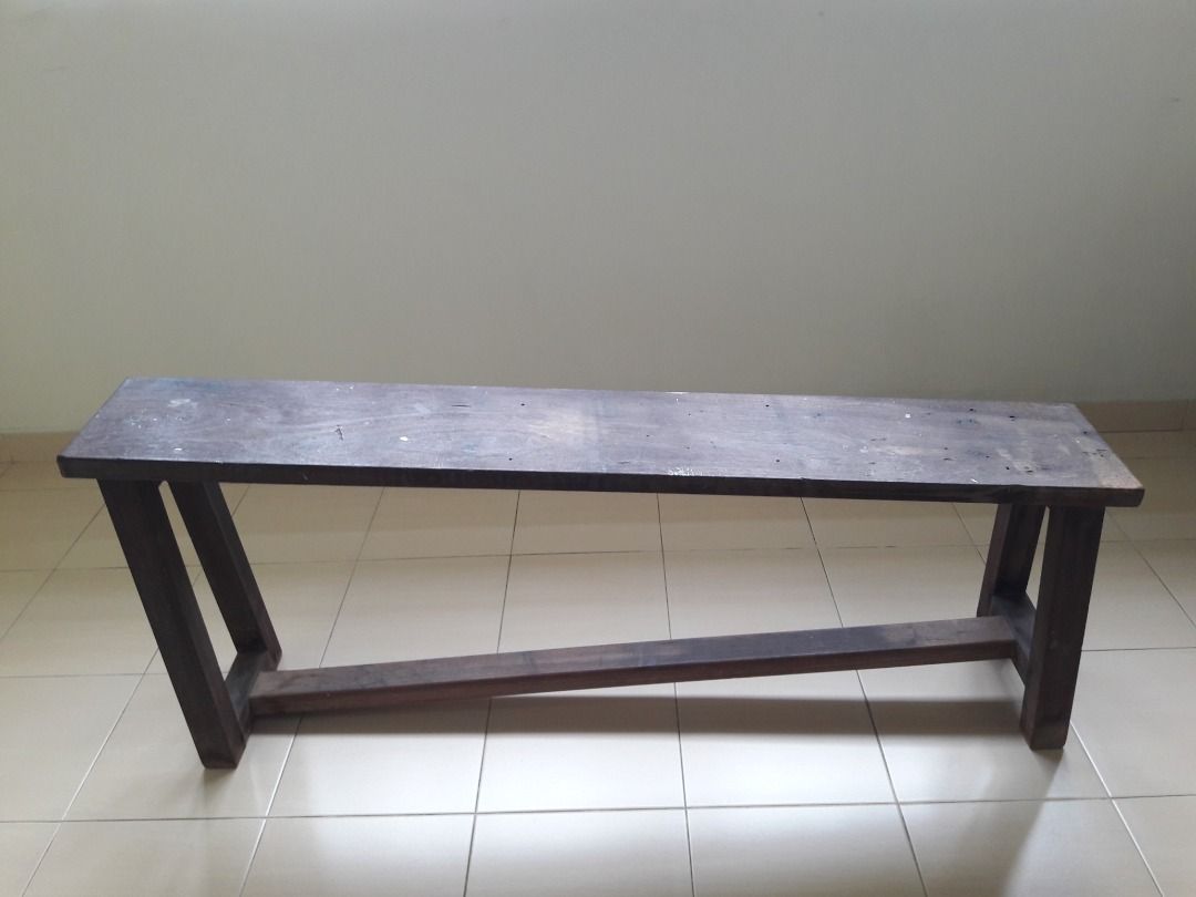 Rare Vintage Solid Wooden Workout Exercise Bench Built In Incline