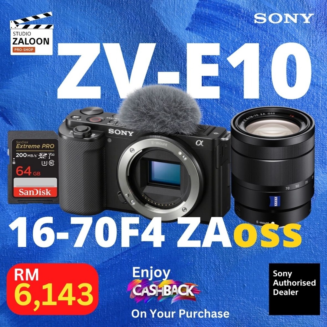 Sony ZV-E10 Mirrorless Camera (Black) & Sony 16-70 F4 ZA OSS ...