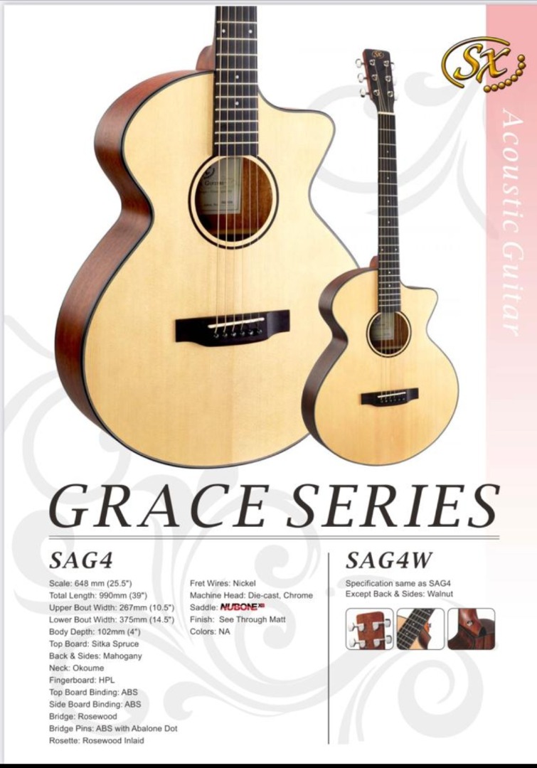 SX Acoustic Guitar (SAG4) New Model !, Hobbies & Toys, Music & Media
