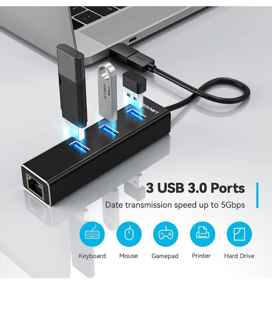 USB to Adapter, USB C to Aluminum 3 Port USB