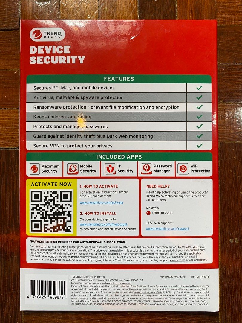 Trend Micro Device Security PRO, Computers & Tech, Parts ...