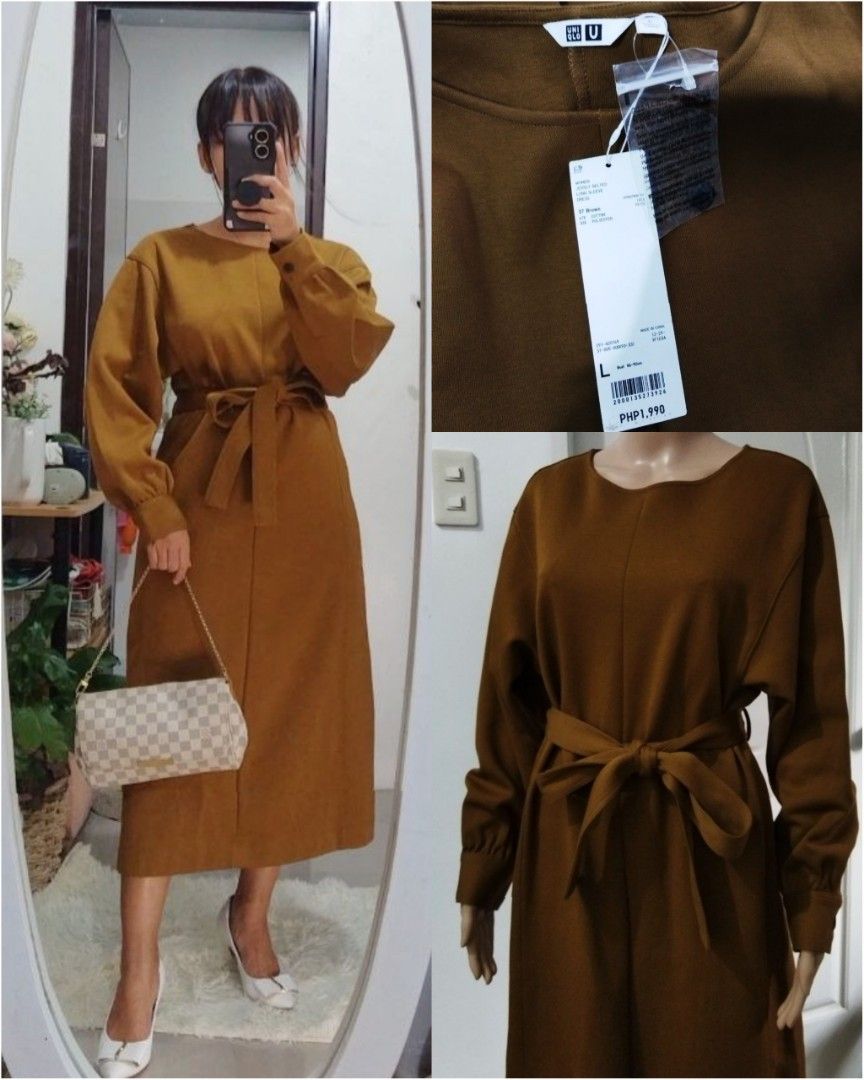 Unused Uniqlo Autum or Winter belted dress, Women's Fashion, Dresses &  Sets, Dresses on Carousell
