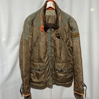 Used AVIREX Taping Custom Jacket Quilted Filling Logo Patch Zip Up Rib