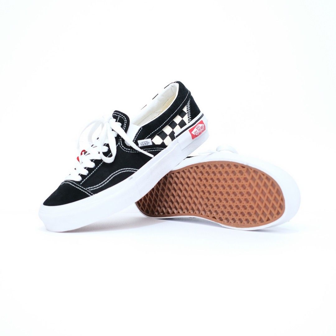 Vans slip on cut best sale and paste black white