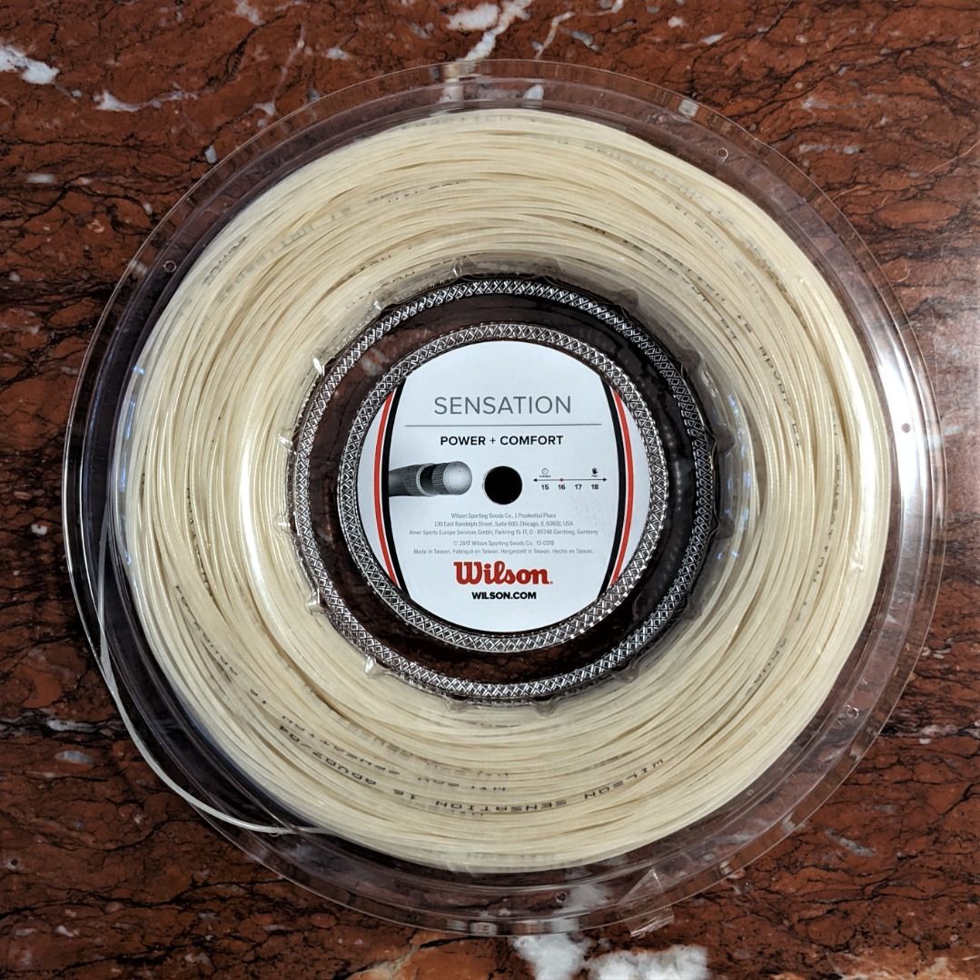 Wilson Sensation 200m Reel Comfort 16-Gauge 1.30mm Tennis String  Multi-filament Made in Taiwan (compare NXT, Luxilon, Babolat Xcel,  Tecnifibre Biphase), Sports Equipment, Sports & Games, Racket & Ball Sports  on Carousell