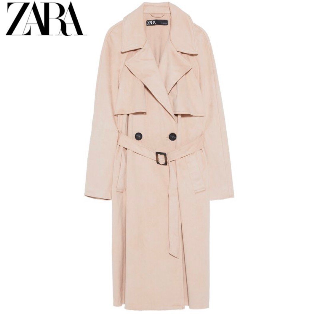 ZARA Belted Suede Trench Coat for Spring Autumn Women s Fashion