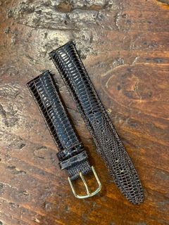 19mm Lizard Grain Dark Brown Leather Watch Strap Band - New Old stock - Free Local Post