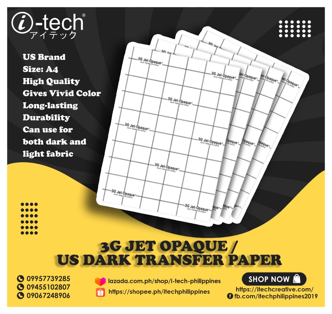 3G JET OPAQUE / US Dark Transfer Paper (100 sheet)