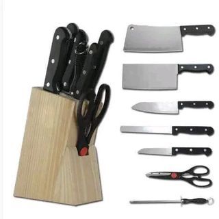 7-PIECE Multifunctional Cooking Knife Set Kitchen Tool with Wooden Shelf and Sharpening Steel
P190