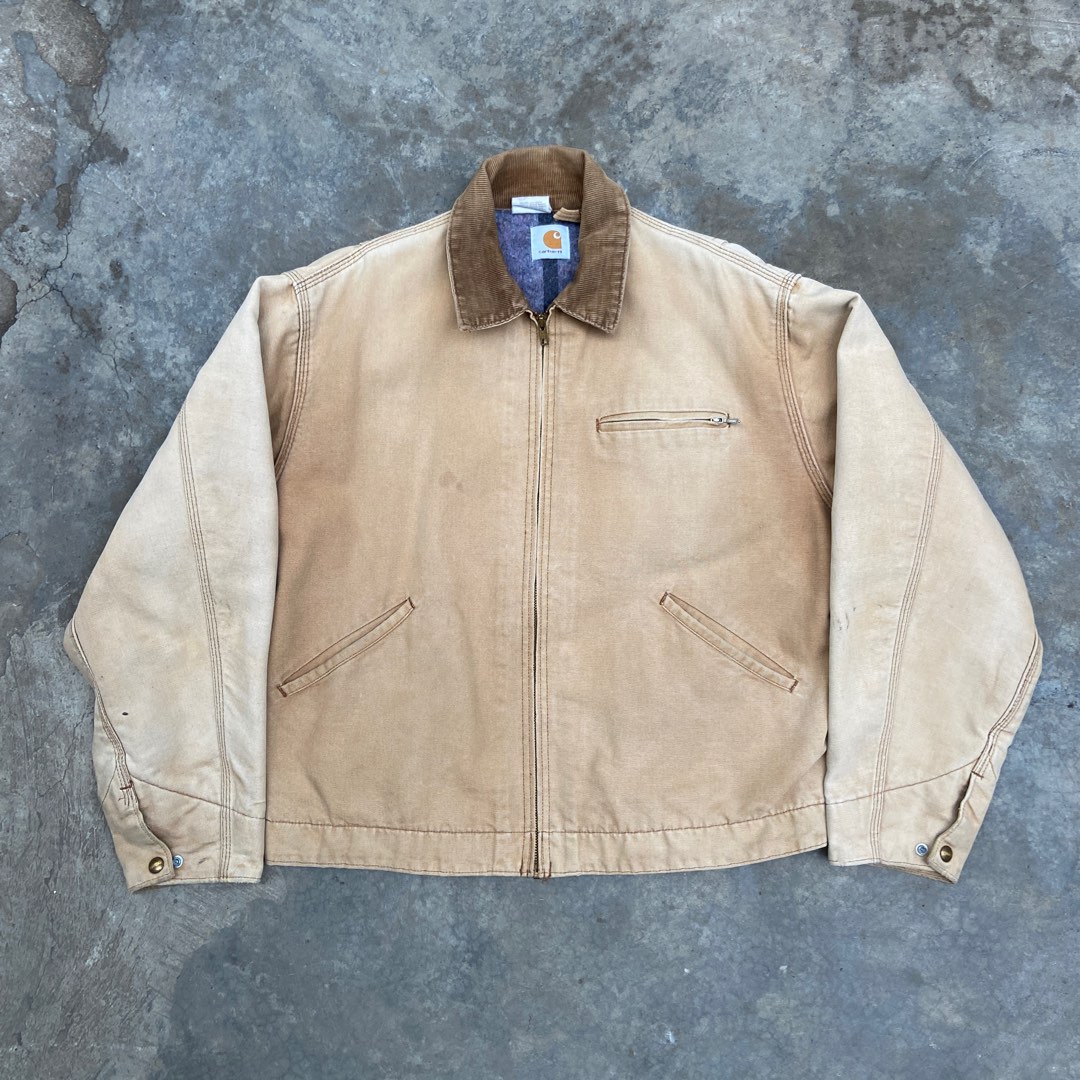 80's Vintage Carhartt Khaki Brown Detroit Work Jacket 6BLJ