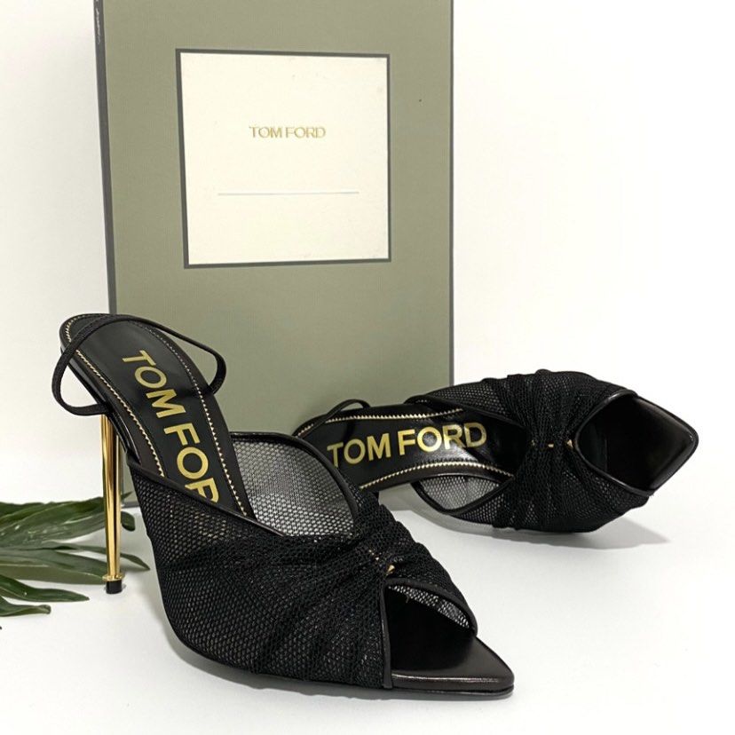 ?% Authentic Tom Ford Black Mesh Piercing Open Tote Slingback Heels Shoes,  Luxury, Sneakers & Footwear on Carousell