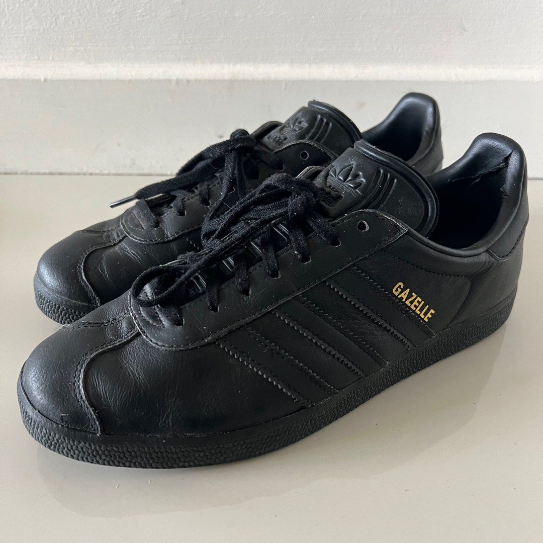 Mens adidas black new arrivals leather trainers