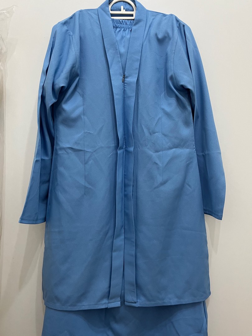 Baju kebaya biru plain, Women's Fashion, Muslimah Fashion, Baju Kurung