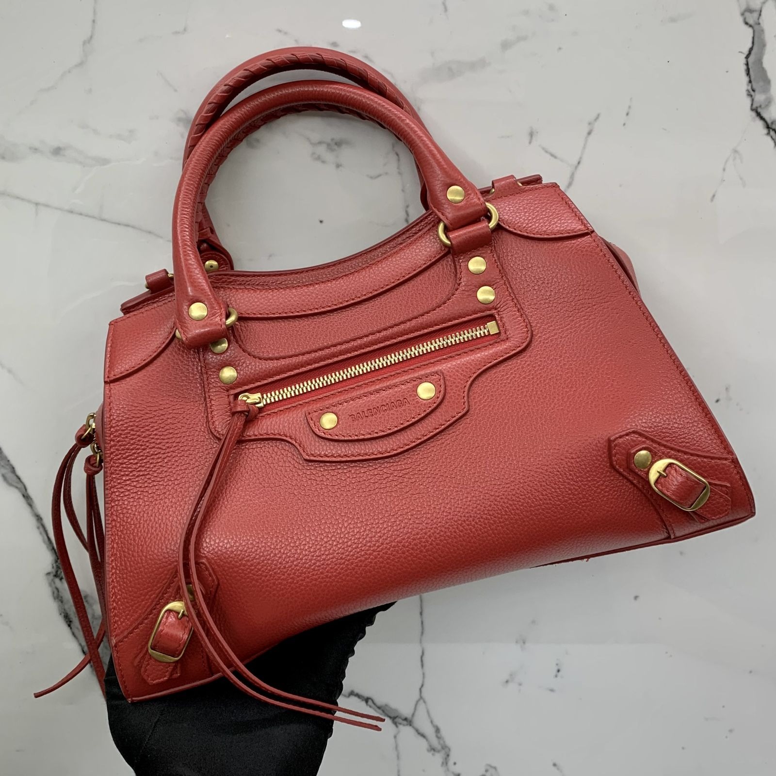 red balenciaga wallet