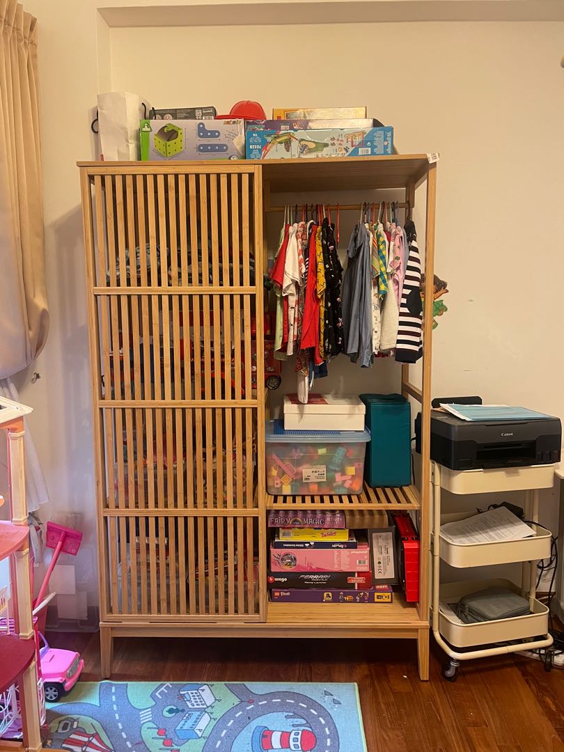 Bamboo Wardrobe Sliding Door, Furniture & Home Living, Furniture