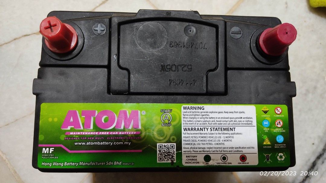 Battery NS40ZL (34B19L) - ATOM, Auto Accessories on Carousell