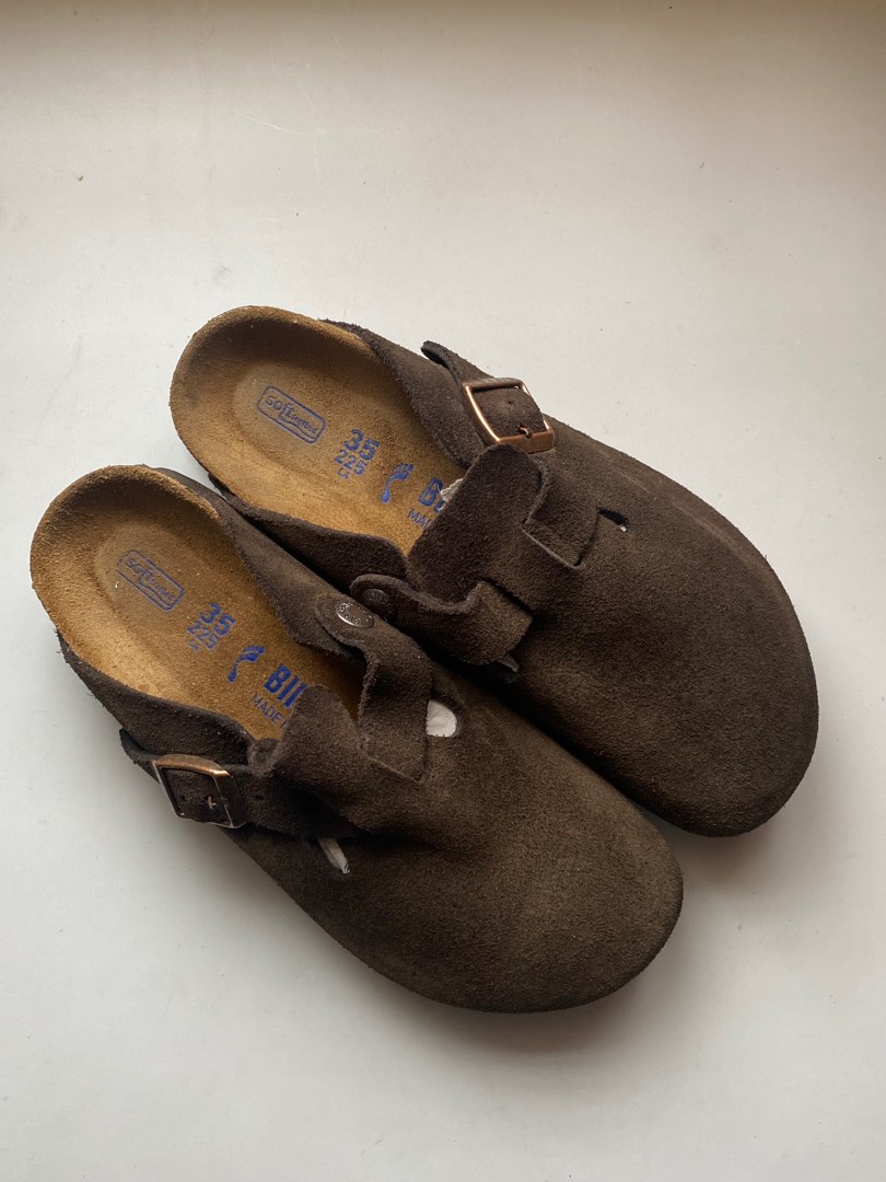 Birkenstock boston "mocha" suede, Women's Fashion, Footwear, Slippers ...