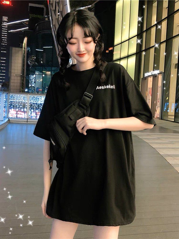 Black Oversize Spring Dress Korean Harajuku Style Women s Fashion Tops Shirts on Carousell
