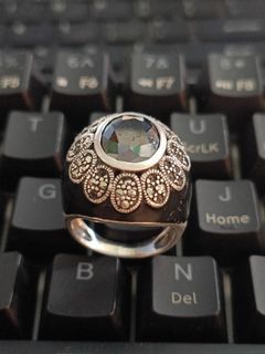 Black stone with diamante old ring