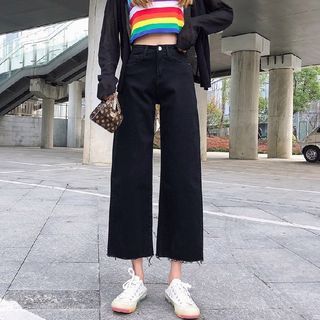 Black Wide Legged Denim High Waist Jeans