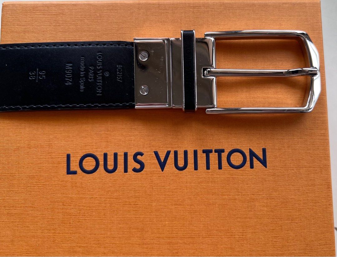 Authentic LOUIS VUITTON Damier Cobalt 40mm LV Initiales Belt 95 38 (SIZE  38) 