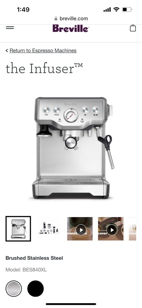 Breville Infuser Coffee Machine, TV & Home Appliances, Kitchen
