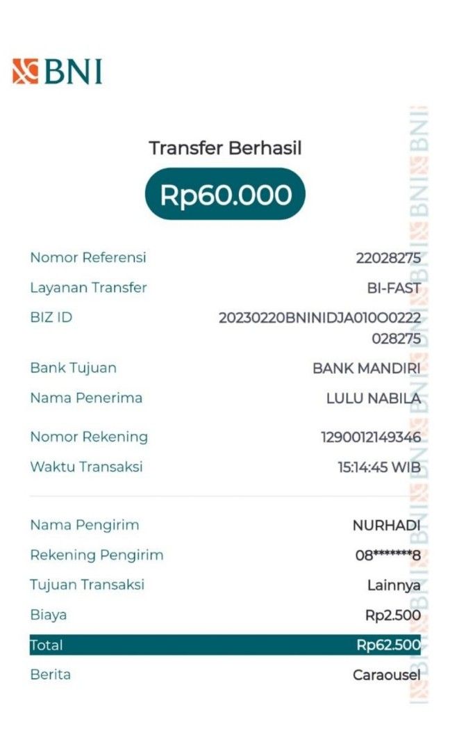 Bukti tf buyer, Serba Serbi, Others di Carousell