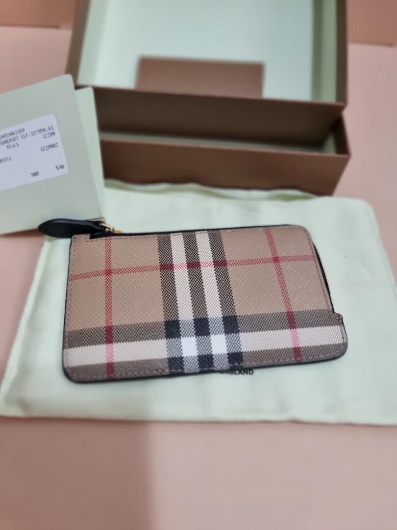 Burberry vintage check and top leather zip card case