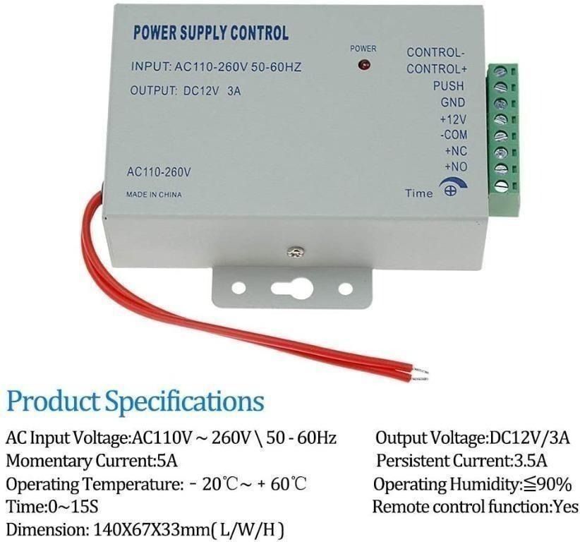 Power Supply 12V 5A for RFID Card Access Control System Elet Magnetic Door  Lock