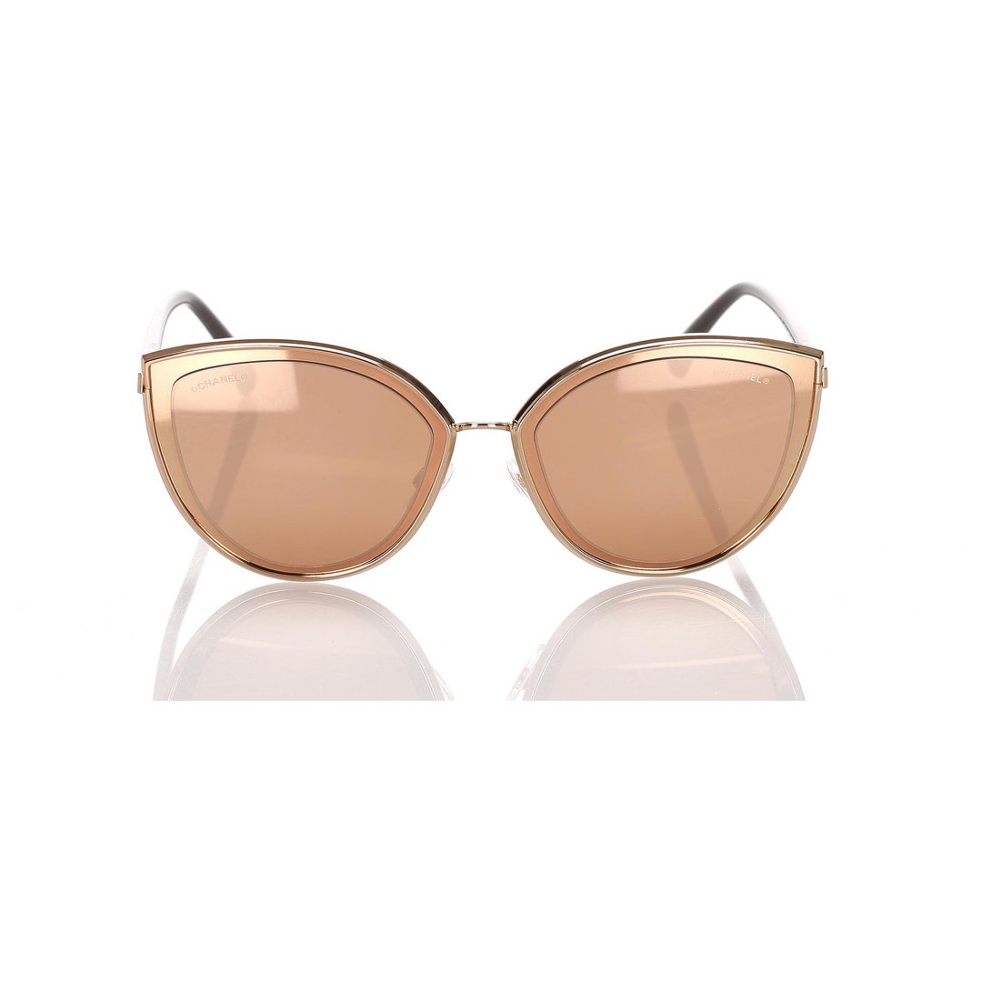 Chanel Gold 422 Mirrored Cat Eye Sunglasses