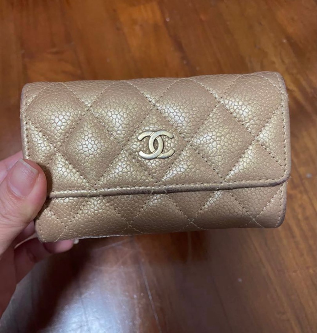 Chanel Metallic Gold Card Holder, Luxury, Accessories on Carousell