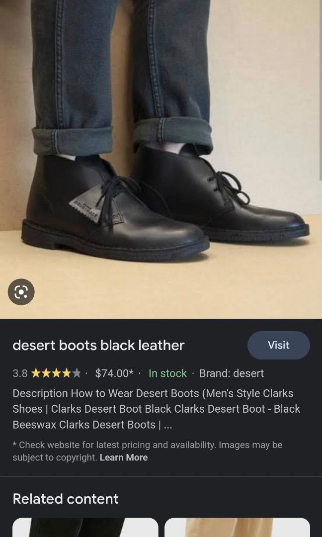 Clarks originals desert sales boot black smooth leather
