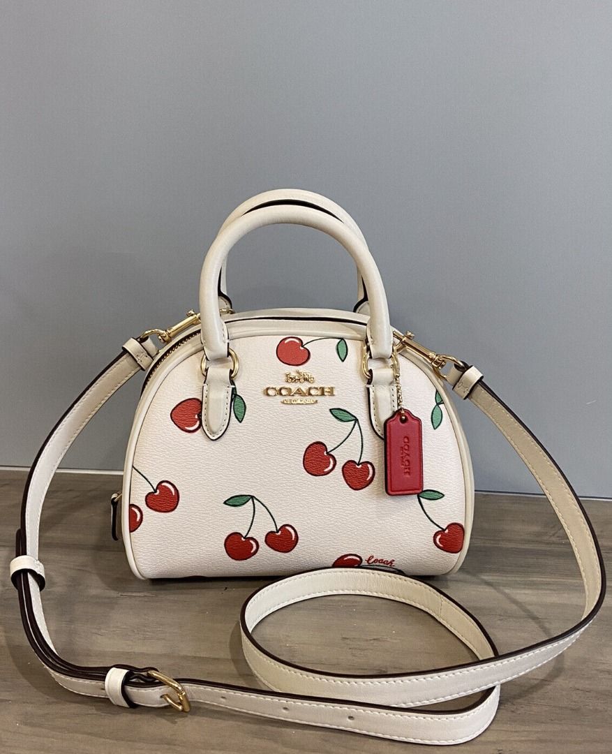 Coach Sydney Satchel With Heart Cherry Print