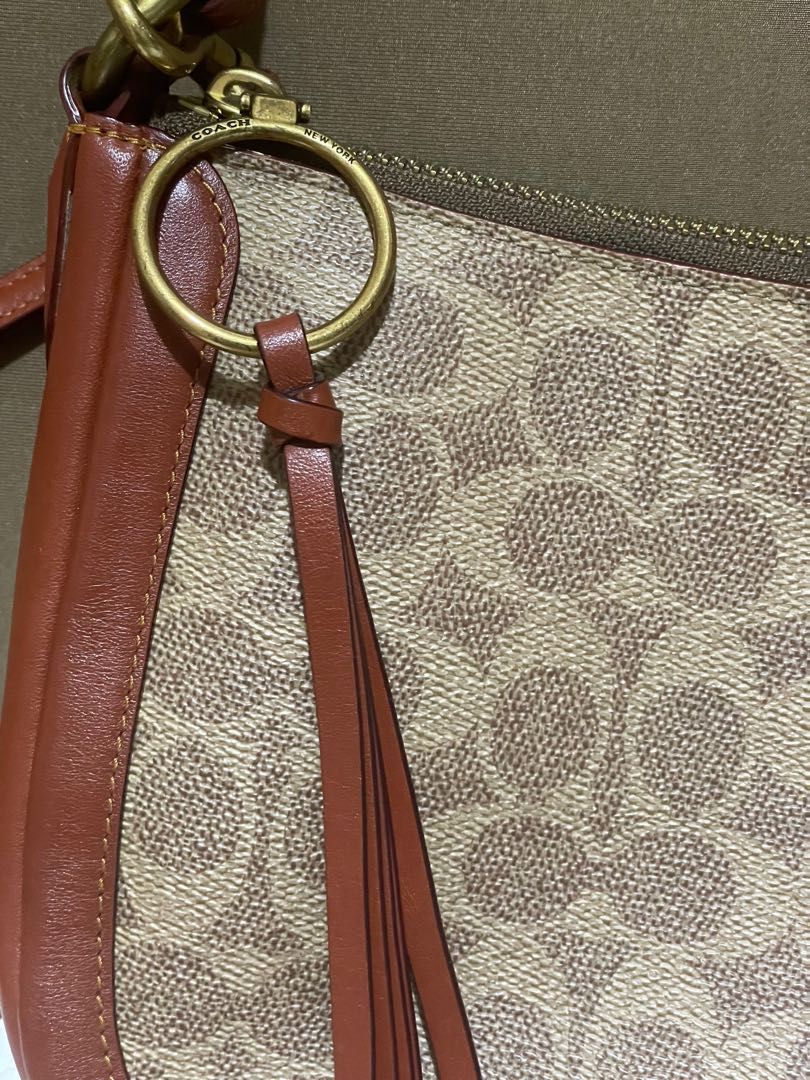 Coach Signature Tan Rust Sutton Crossbody Bag, Barang Mewah, Tas