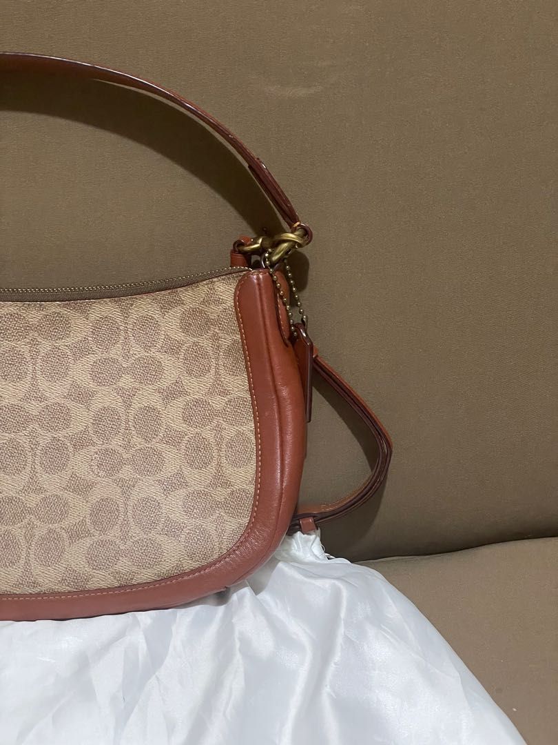 Coach Signature Tan Rust Sutton Crossbody Bag, Barang Mewah, Tas