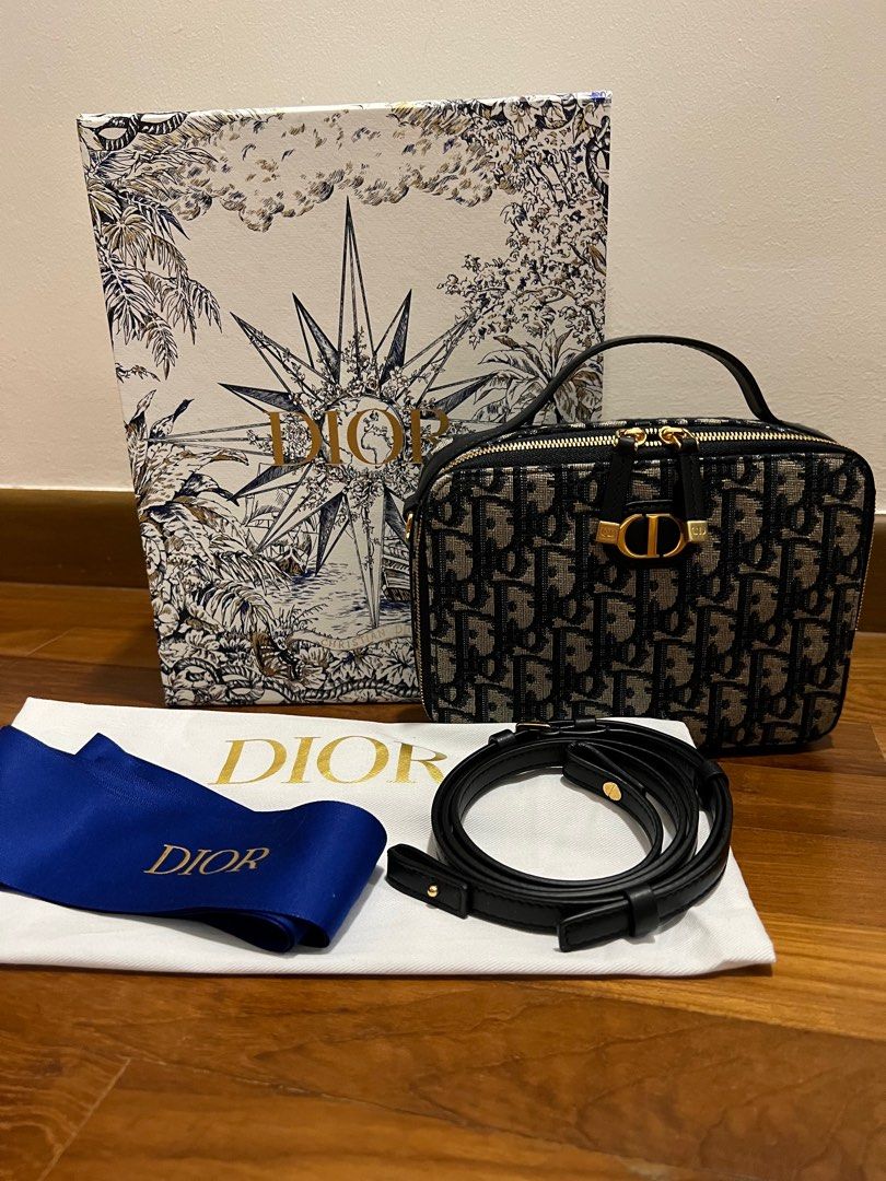 30 Montaigne Box Bag Blue Multicolor Dior Oblique Jacquard