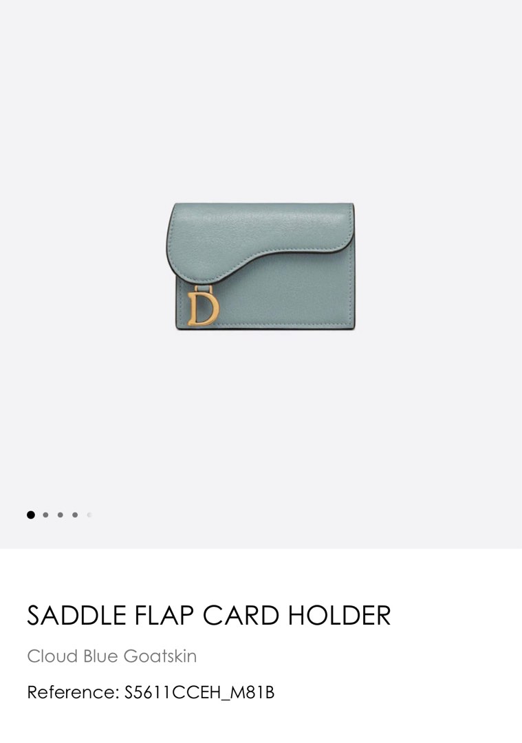 Saddle Flap Card Holder Cloud Blue Goatskin