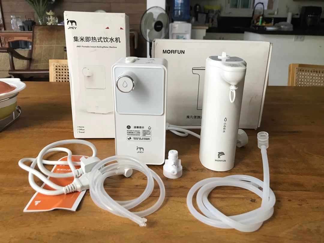 Electric Portable Water Heater (Category: Kettles & Airpots) located in Marilao. Submitted by carloyacob (Listing ID 1216308885, Image 1). Description: Both brand new, just packaging issues JMEY M2 Mini Portable Hot Water Heater 2,400 MORFUN Portable Hot Water Heater 2,600 Ships from Bulacan RFS: Got as gifts, tested and stored.