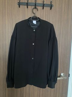 Elle Paris Black Puff Blouse
