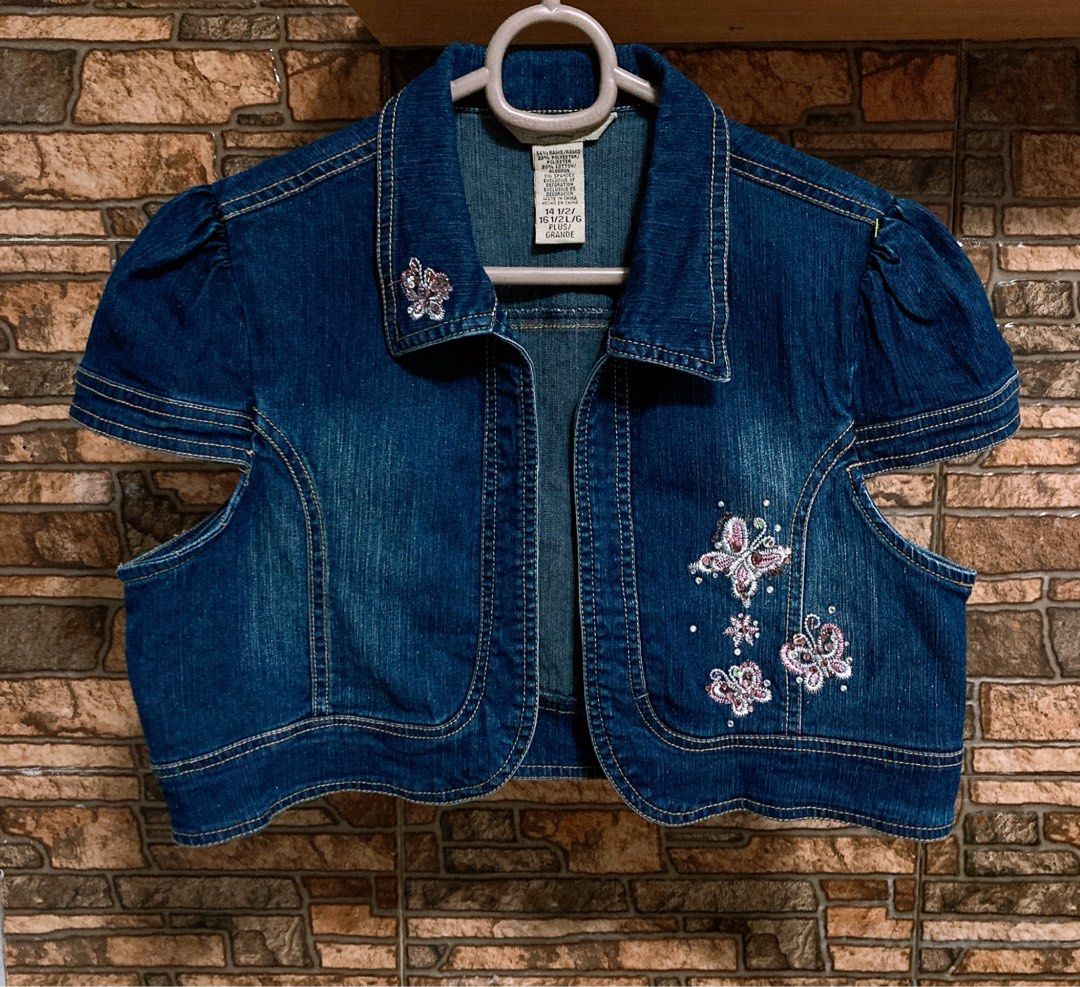 Girls Jean Jacket patches embroidered Large 14 Arizona