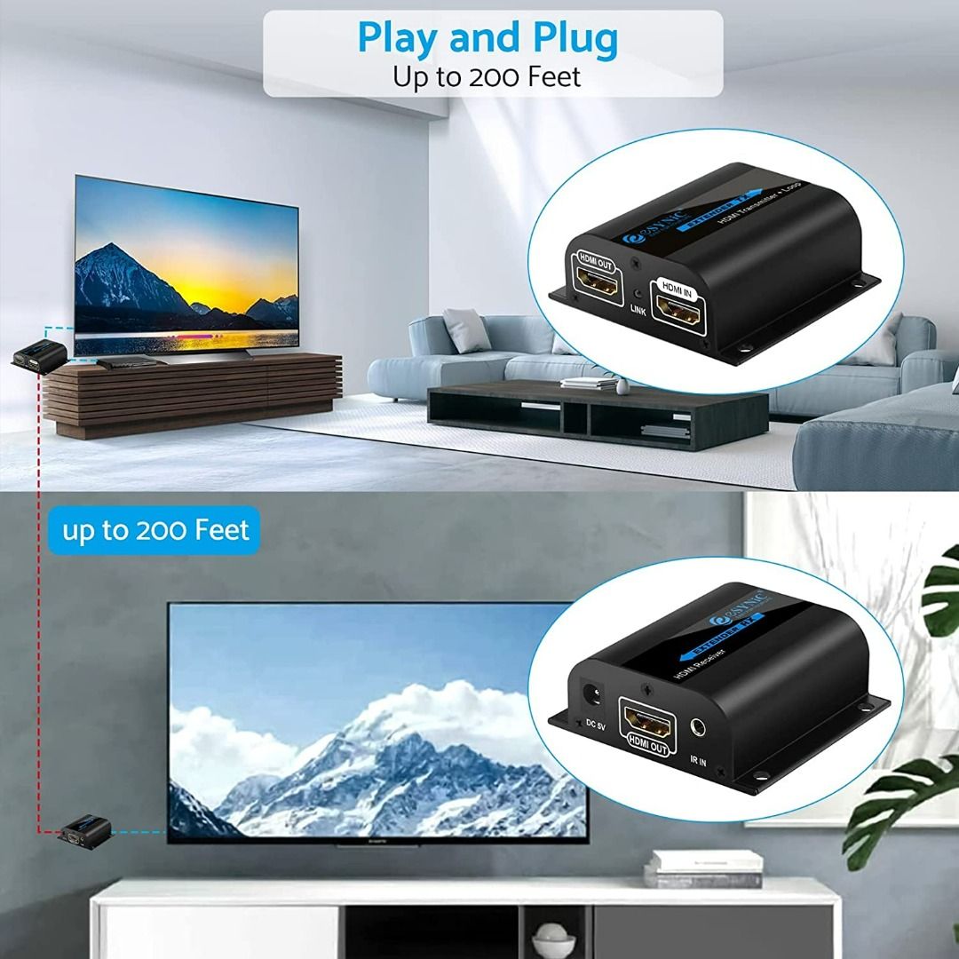 eSynic Professional HDMI Extender POC 1080P HDMI Extender Splitter 2