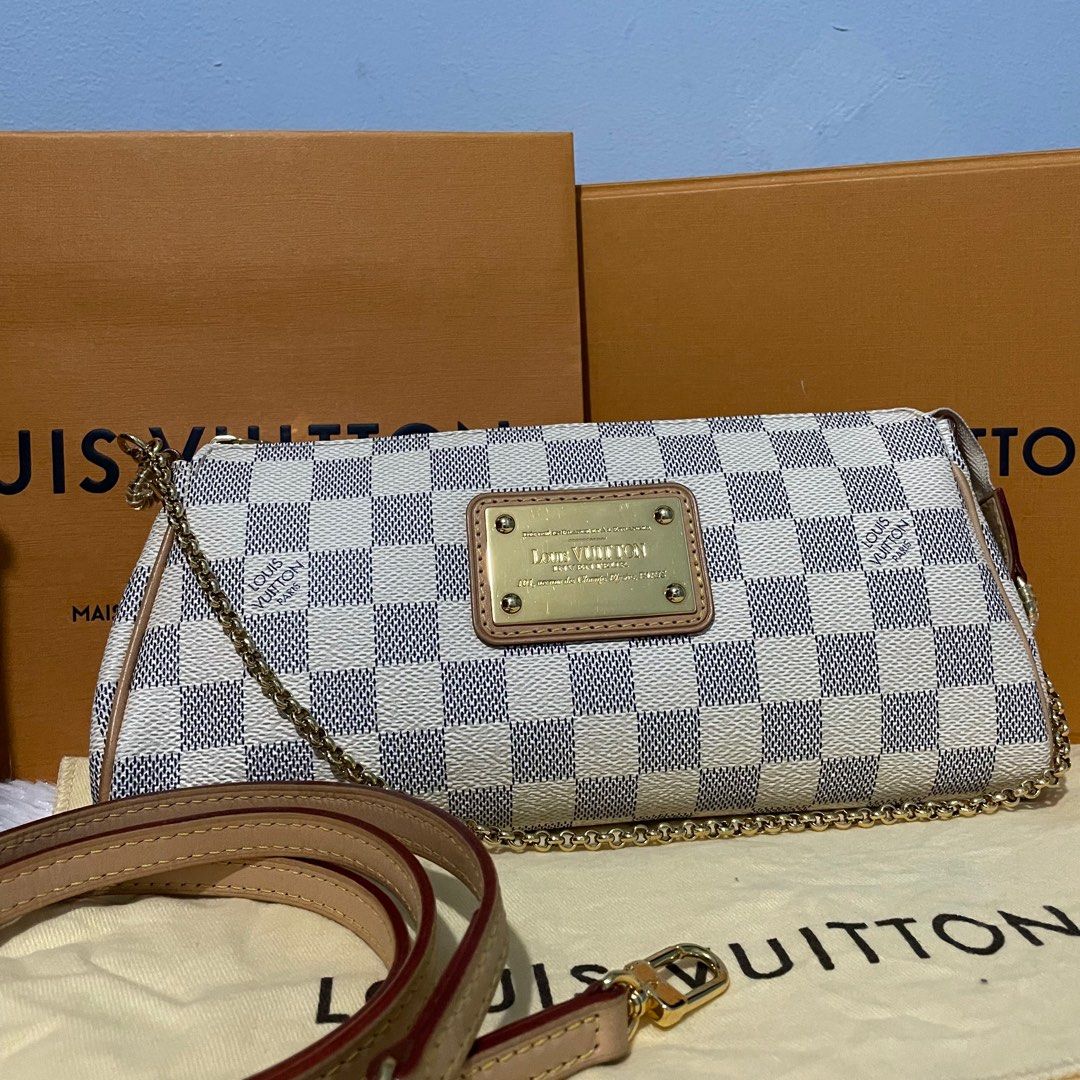 Authentic LV Damier Azur Canvas Eva Clutch Bag, Luxury, Bags & Wallets on  Carousell
