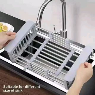 Expandable Dish Drying Rack Over Sink Stainless Steel Adjustable Dish Basket Dra
P130
