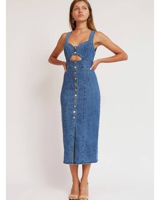 Finder s Keepers Denim cut out dress