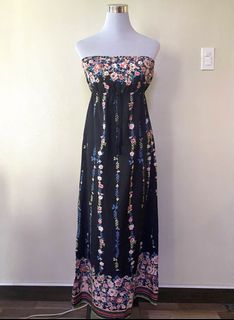 Forever 21 Black Floral Maxi Dress| Forever 21 Tube Top Dress| Beach Dress