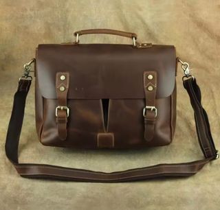 Genuine leather cowhide crazy horse vintage retro luxury handbag shoulder bag and briefcase