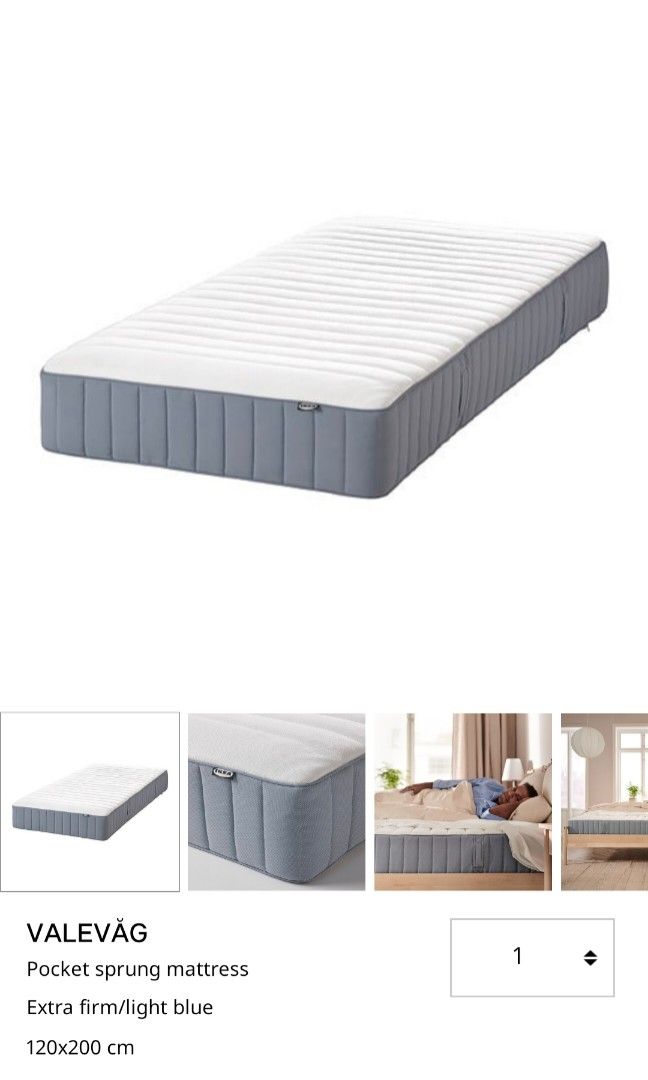 IKEA Single Mattress Valevag Model, Furniture & Home Living