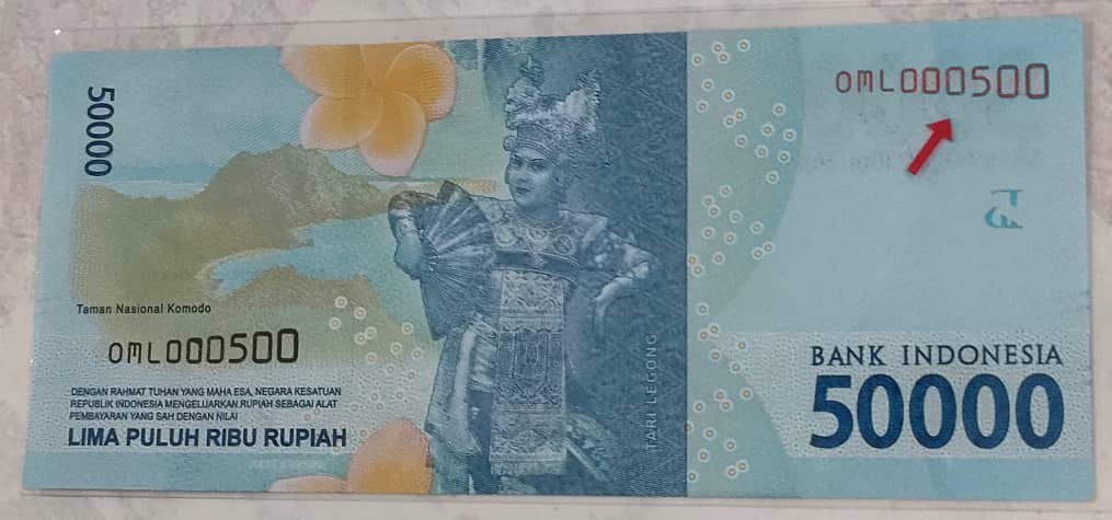 Indonesia 50000 rupiah UNC with special number, Hobbies & Toys ...