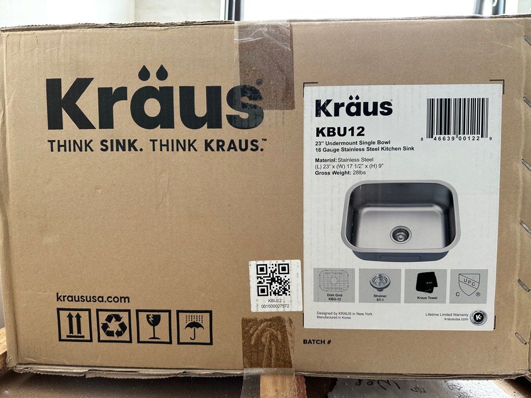 Kitchen sink (Kraus stainless steel sink, made in Korea), Furniture